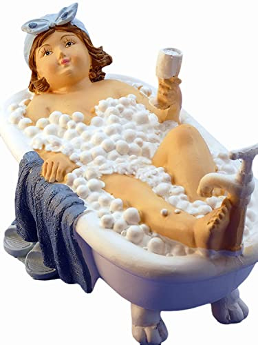 Pommerntraum ®| Dekofigur Maritime Badenixe moppelige Nana Rubensfigur Dame | Sammlerfigur Molly üppige Lady Boterofrau Frauenfigur Strandnixe Diva Vintage kurvige Badefigur Retrolady Rubensdame (Lea)