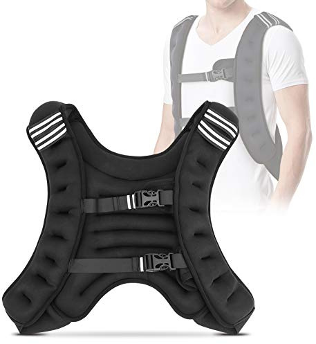 Ejoyous Gilet Pesi da 10 kg, Regolabile, con Strisce Riflettenti, Cinghie di Regolazione per Allenamento della Forza, Corsa, Fitness