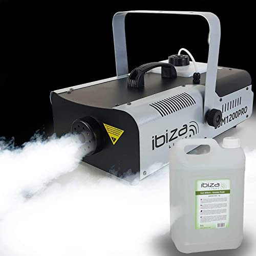 Ibiza Light - Machine à fumée LSM1200PRO programmable avec DMX - 2 télécommandes - 1200W + 5L de liquide inclus