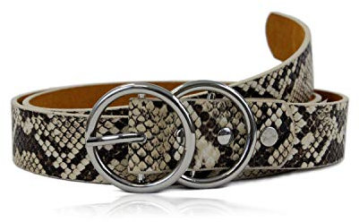 irisaa Damen Gürtel mit Ring, Designer Hüftgürtel, Taillengürtel mit Ringschnalle, Größe Gürtel Neu:90cm (für Hüftumfang 86-94 cm), Damen Taillengürtel 2020:Snake Braun