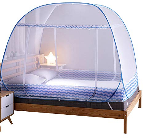 Jsanh Folding Mosquito Net Tent Canopy Curtains for Beds Pop Up King Size Portable Netting with Bottom Baby Adults L80XW72XH62inch