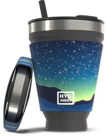 HYDAWAY Faltbarer Getränkebecher | Tragbare, Isolierte, Heiße und Kalte Getränketasse für Kaffee, Tee, Smoothies, Bier, Cocktails, Reisen, Pendeln, Camping, Veranstaltungen | 473ml Kapazität