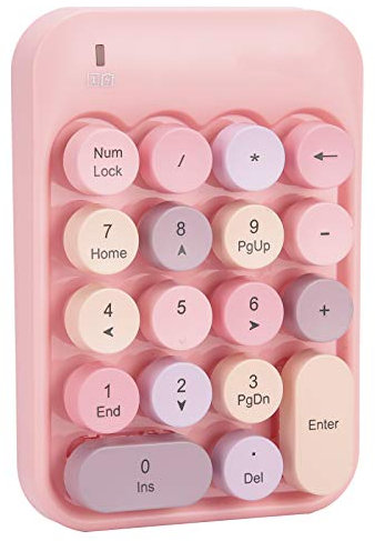 Wireless Numeric Keypad, Mini Ergonomic Number Pad Keyboard with 18 Keys 2.4G USB Receiver - Compact Design for Laptop/PC/Desktop (Pink)