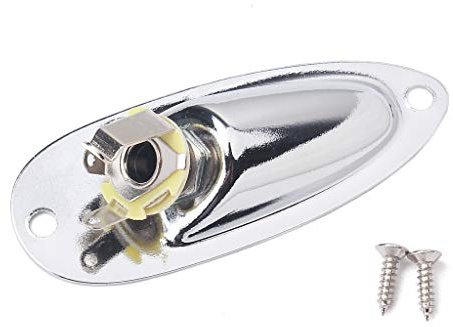 Alnicov Electric Guitar Boat Input Output Jack Plate Socket，with Screws for Fender Strat Guitar Silver