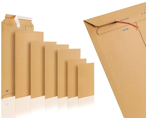 WPTrading - 200 Stück Wellpappe Versandtaschen DIN A3 330 x 490 mm (SW70) selbstklebend Braun - Pappe Versandtasche aus Karton für Büchersendung reißfest - Warensendung Versand Verpackung für Bücher