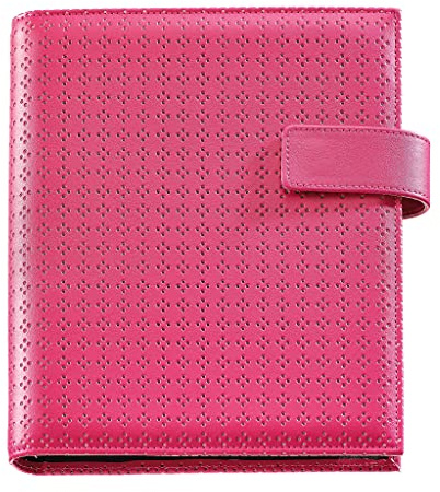Miquelrius – Kalender für 16 Monate, September 2021 – Dezember 2022 – Tagesansicht, aktive Größe 117 x 182 mm (ca. A6) – Kalender aus Leder mit Ringen – Fuchsia – Katalanisch