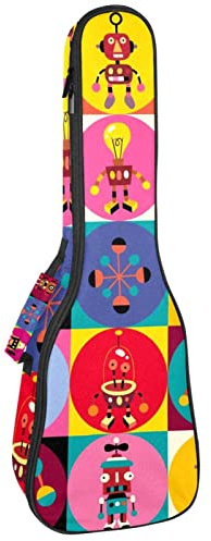 Ukulele väska sömlösa robotmönster ukulele fodral för Sopran Tenor konsert 23 tum 10 mm tjock mjuk vadderad justerbara remmar spelväska
