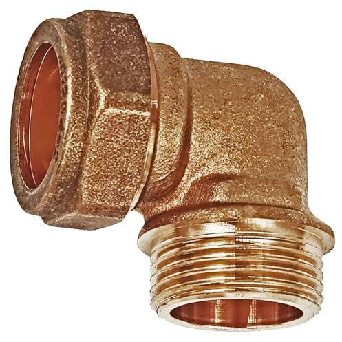 MegaHaustechnik Schraubfitting Kupferrohr, Winkel, 28mm x 1 Zoll AG | Messing Klemmringverschraubung, Trinkwasser geeignet, für Rohr-Außendurchmesser 28mm, 1 Zoll Außengewinde