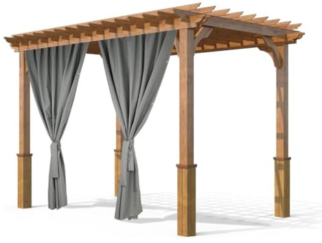 Grand Filippo Gardine 150x250 cm Grau - Outdoor Vorhang Wetterfest mit ösen - Langlebige und Wetterfeste Sonnenblende - Gardine mit Stahlseil Set - Vorhänge für Aussenbereich