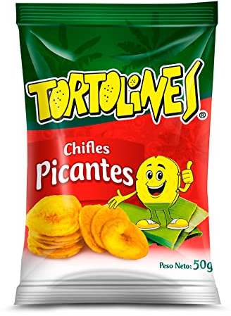 Tortolines Chifles Picantes 50g, Hojuelas de Plátano Deshidratado Crujientes, Chifles Platano para Dips y Ceviches