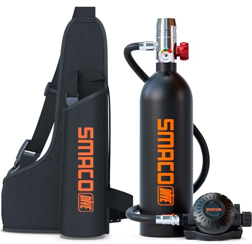 SMACO Tauchen Sauerstofftank Geeignet zum Sporttauchen 1L Mini-Tauchflasche Unterstützen Sie Unterwasseratmung (Nicht Mehr als 16 ft) Tauchzylinder Zum Freizeittauchen Notfallluftversorgung S400