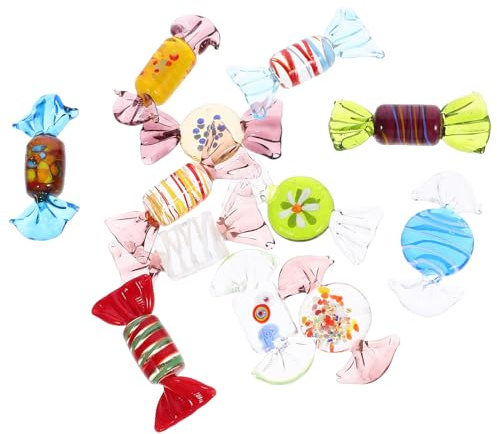 Murano Glass Sweet, Handmade Artificial Vintage Sweets Ornaments - 12Pcs Various Candy Decorations Props for Xmas Christmas Decorations & Home Wedding Party Festival Ornaments