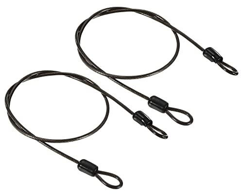 PATIKIL Sicurezza Acciaio Cavo 2.5mm x 0.5m/1.64ft Cavo Antifurto Rivestito Bagaglio Blocco Filo Corda con Doppio Cerchio Sicurezza per Esterni, Bici, Porte, Lampade, Nero 2pz