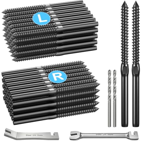Steel DN Mate 100 Packs T316 Stainless Steel Left&Right Handed Thread Swage Lag Screws Black for Wood Post of 1/8 Deck Cable Railing Kit,Stair Railing, DIY Baluster Hardware, Wrench Included