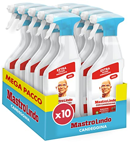 Mastro Lindo Detergente Multiuso Spray, Eucalipto, 10 Confezioni (10 x 500ml), 100% Di Profumo Naturale, rimuove lo sporco e i batteri per un potere disinfettante ancora più efficace