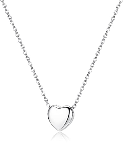 YADOCA 925 Sterling Silber Herzkette Halskette für Damen Mädchen Kinder Hypoallergen Silber Gold Kette mit Herz Anhänger Halskette für Frauen Teenager Mädchen Schmuck Geschenke