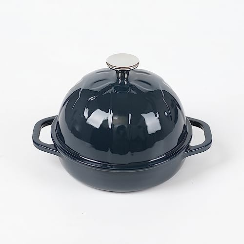 HAWOK Cloche per pane in ghisa, diametro 16 cm, per lievito naturale smaltato, blu navy