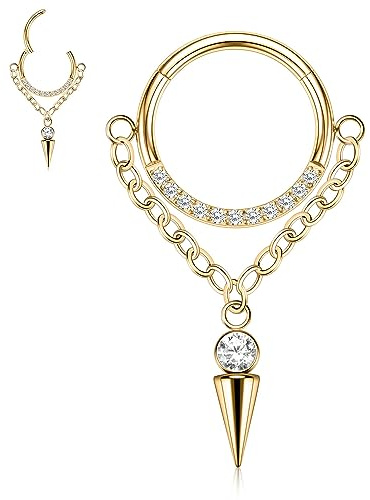 Nasenring Septum Piercing Schmuck 16G - Chirurgenstahl Nahtloser Clicker Ring - Dangly Nose Hoop Ring - Daith Helix Rook Tragus Conch Earrings