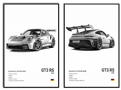 VejiA Leinwand Autoposter für die Wand, 911 GT Turbo, Poster für Männer, ästhetische Schlafzimmerdekoration (ohne Rahmen, 05, 12 x 18)