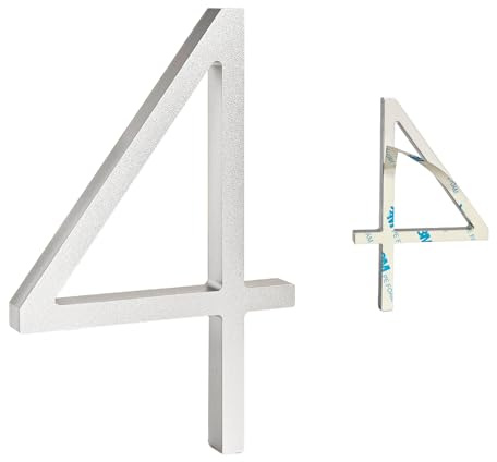 Ywonoby 5 Inch Silver Modern Minimalist 3D Acrylic Door Numbers, 4 Count
