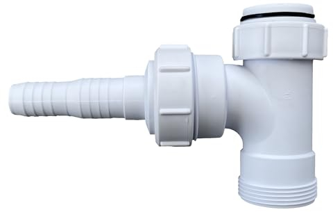 PlumbEZ Multi-Fit Waste Trap Adaptor Tee with Nozzle - 40mm 1.1/2 Swivel Swept BSP Tee c/w Nozzle, Dishwasher Waste Pipe Connector, Washing Machine Waste Splitter, BS EN 24-1:2002 Compliant
