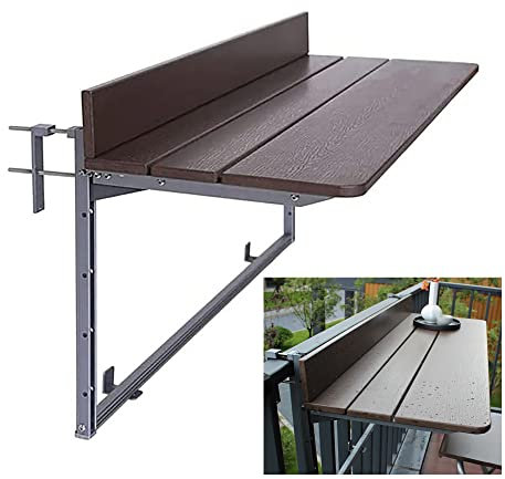 Balkon-Bartisch für Geländer, Outdoor-Bartisch, Balkontisch, Beistelltisch im Freien, Balkon-Hängetisch, höhenverstellbar, zusammenklappbar, platzsparend, Serviertisch, Arbeitsplattenverlängerung, he