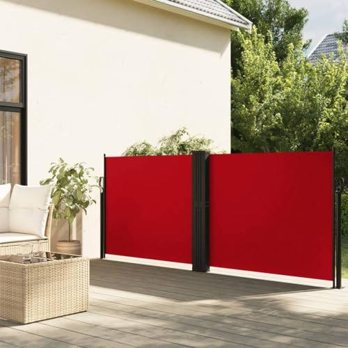 Gecheer Seitenmarkise Ausziehbar Markise Klemmmarkise,Garten-Sichtschutz Sonnenschutz Balkonmarkise Standmarkise Gartenmarkise Terrassenmarkise Gelenkarmmarkise Sonnenmarkise Rot 140x600 cm