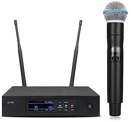 DIGNIFE Microfoni Wireless, microfonico wireless professionale UHF Spettacoli sul palco Dinamico a lunga distanza microfoni e ricevitore wireless(BETA58 900mhz)