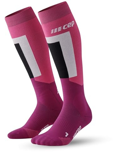 CEP - Skisocken mit Kompression für Damen, Lange Kompressionsstrümpfe, Größe III/M / 39-42, Pink/Purple
