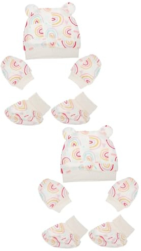 VALICLUD 2sätze Neugeborenen Mütze Und Handschuhe Baumwollmütze Mit Kratzhandschuhen Atmungsaktive Babybekleidung Für Fotoshootings Zur Geburt