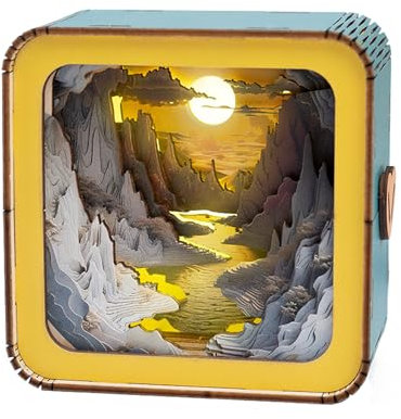 KAAYEE 3D Puzzle Holz Nachtlicht Erwachsene, (Fluss bei Sonnenuntergang) 3D Holzpuzzle Nachtlicht, Wooden Puzzle 3D Night Light