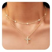 ALEXCRAFT Pendentif Femme Plaqué Or Pendentif Croix Or Collier Croix Femme Collier Or Femme Ras De Cou
