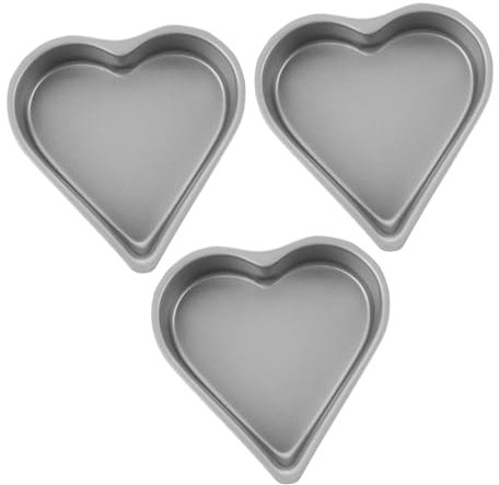 IMIKEYA Non-Stick Heart Cake Molds 3 Pack of Carbon Steel Baking Pans for Small Cakes Cheesecakes