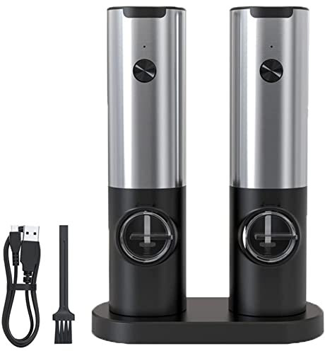Rudiaoa Molinillo Pimienta Y Salero Molinillo Automático Sal Y Pimienta Molinillo Sal Y Pimienta Recargable con Base Carga