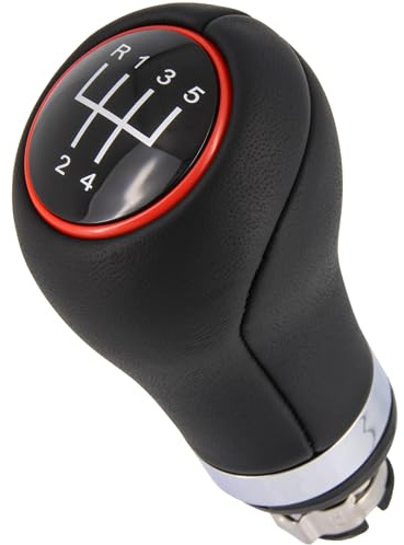 Recambo Schaltknauf 5 Gang passend für VW Golf V + VI, 2007-2016, Plug & Play, Auto Schalthebel, schwarz - rot