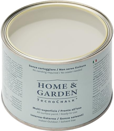 TecnoChalk® Home & Garden Nuova Chalk Paint Extra Forte - Non Richiede Finitura – Ricolora Senza Carteggiare Casa e Giardino - Vernice tutto-in-uno - Senza Solventi - Colore Pietra (500 ml)