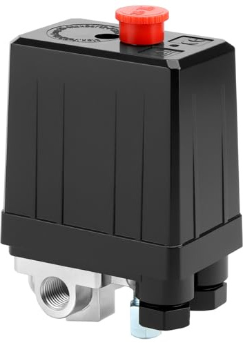QWORK® 4-Wege Druckschalter, 220V Druckschalter Steuerventil, für Luftkompressor