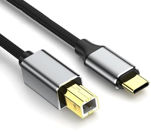 USB C Printer Cable 6 feet, USB C 3.0 to B Cable, USBC to USB B Square Scanner Cord for HP, Canon, Epson, Brother, LEX, Dell, Piano, Midi Keyboard, DJ Controller Computer/PC/Laptop- 6 FT