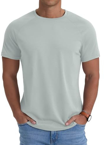 PrinStory 1 eller 2-pack kortärmade sportt-shirts män snabbtorkande gym fitness löptröja andas rund hals träningströja, Liten grå, S