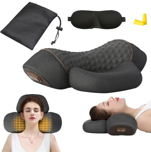 DriveNova Nackenmassagegerät Elektrisch mit Wärme, 2025 Upgrade 3-in-1 Pillow Massage Neck Hump, Entspannungskissen für Nacken, Zervikales Massagekissen, Nackentraktion Schulterkorrektor (Dunkelgrau)
