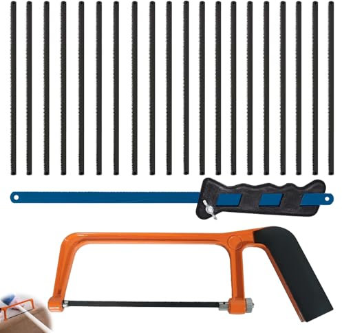 Junior Hacksaw, 2 Pcs Hacksaw for Metal Cutting with 20 Exchangeable Blades, Hack Saw to Cut Metal, Heavy Duty Mini Handheld Saw with Adjustable Frame, for Cutting Plastic, PVC Pipe