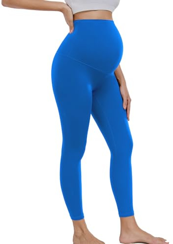 wirarpa Moderskap leggings hög midja ogenomskinliga mammabyxor graviditet leggings elastisk mjuk moderskap mode hem yoga sport, Ljusblå, L