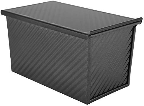 Nikou Stampo per pane in acciaio al carbonio, antiaderente, con coperchio, versatile, per pane e torte, 25 x 10 x 10 cm