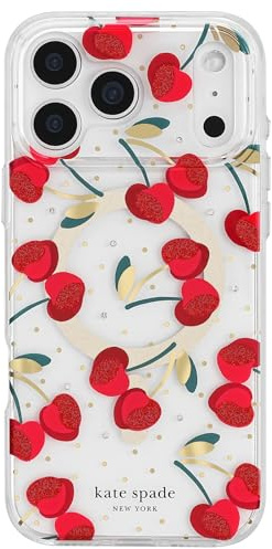 Kate Spade New York iPhone 17 Pro Case - Compatible with MagSafe - Designer Phone Case - Cherry Dot Gems