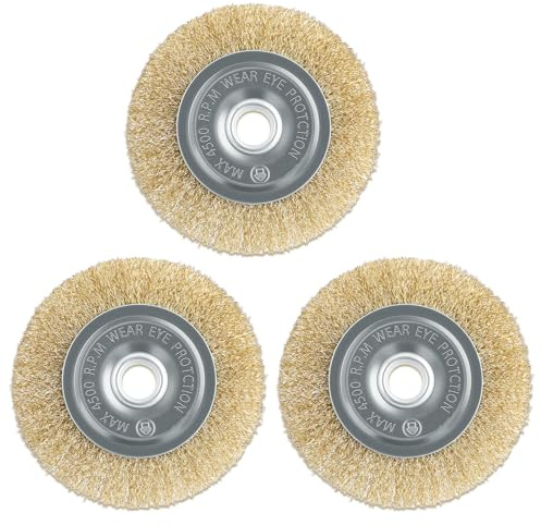 3Pcs RAC814 Wire Brush Replacement for R-yobi Patio Cleaner,Wire Wheel Brush with Arbor Hole for RY18PCA-0, OPC1800/1815,EFB 400/401, More - Ideal for Cleaning Rust, Grout,Joints&Debris (115x16 x10mm)