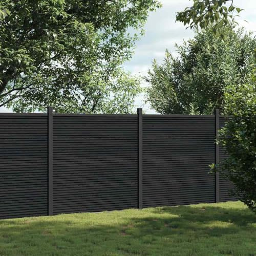 Stabiler Sichtschutzzaun Grau 353x186 cm WPC Holz Kunststoff Verbundwerkstoff Garten