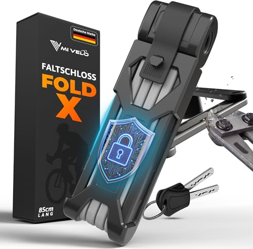 MIVELO Fahrradschloss Faltschloss hohe Sicherheit 85cm lang I Fahrrad Schloss mit Schlüssel inkl. Halterung I Ideal für E Bike, MTB & Rennrad I Bike Lock (Schlüssel, 85 CM)