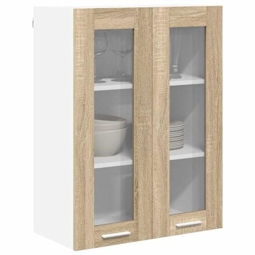 vidaXL Hängande skåp Riga Sonoma-ek 60 x 31 x 80 cm Konstruerat trä, Modern köksskåp, bra förvaring, rektangulär enhet, organiserar hemmet, stilren design