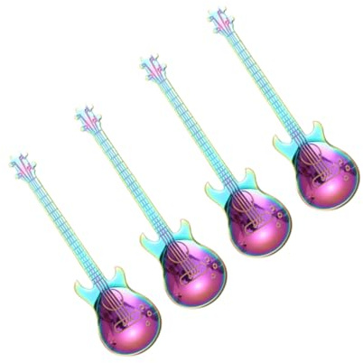Homoyoyo Gitarren Kaffeelöffel aus Edelstahl Bunter Ergonomischer Rührlöffel für Kaffee Tee Dessert Spülmaschinenfestes Küchenschwerzubehör für Zuhause und Gastronomie
