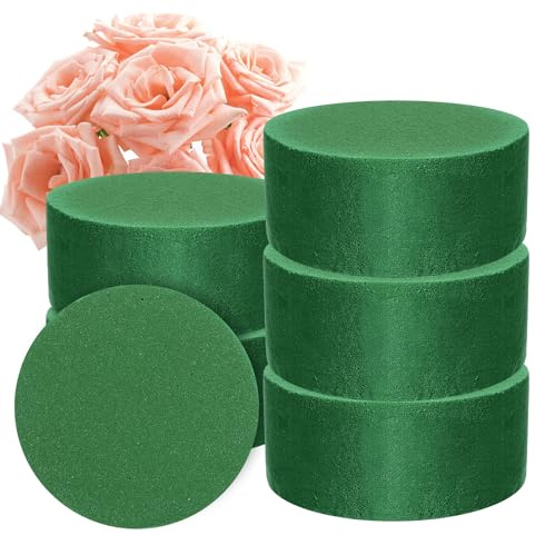 QFGasre 6 Pcs Florist Foam Block Round Floral Foam Block Wet Dry Green Foams for Artificial Freshs Flower Arrangement Garden Decorations Wedding Home Decor